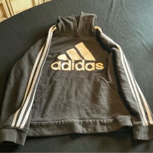 Adidas Charcoal Hoodie with White Accents